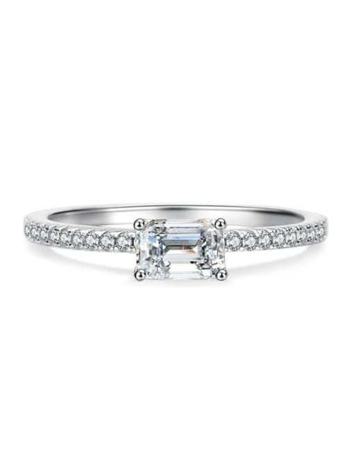 White Gold [White Diamond] 925 Sterling Silver Cubic Zirconia Geometric Dainty Band Ring